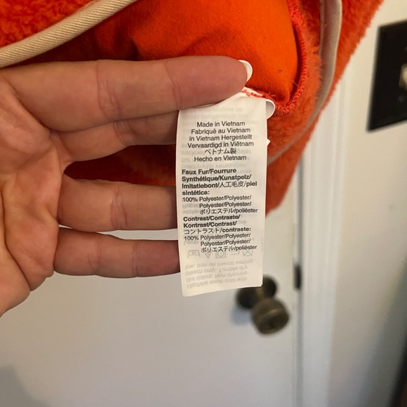 J. Crew Superplush Sherpa Full Zip Jacket Orange Colorblock - Picture 14 of 16